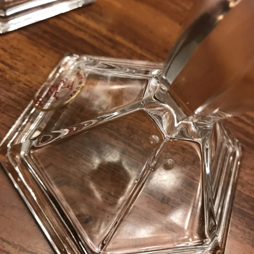 crystal Clear pillar candle holders‎ pair USA 4 inches